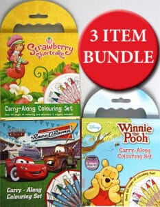 3-Carry-Along Colouring Sets (Cars |Winnie the Pooh |Strawberry Shortcake)
