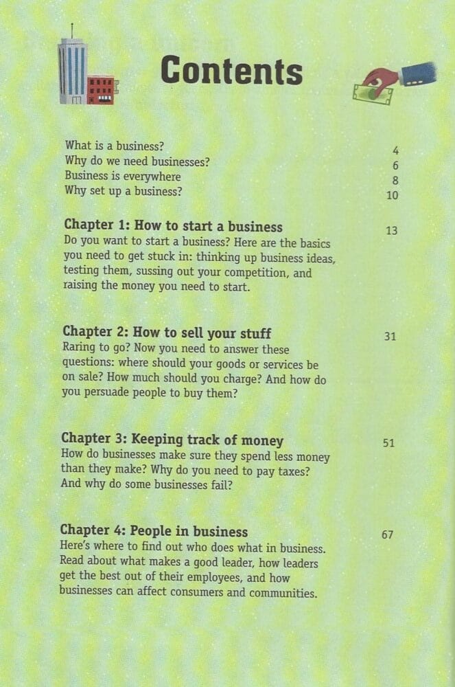 Business for Beginners (Hardback)-Contents Page 1